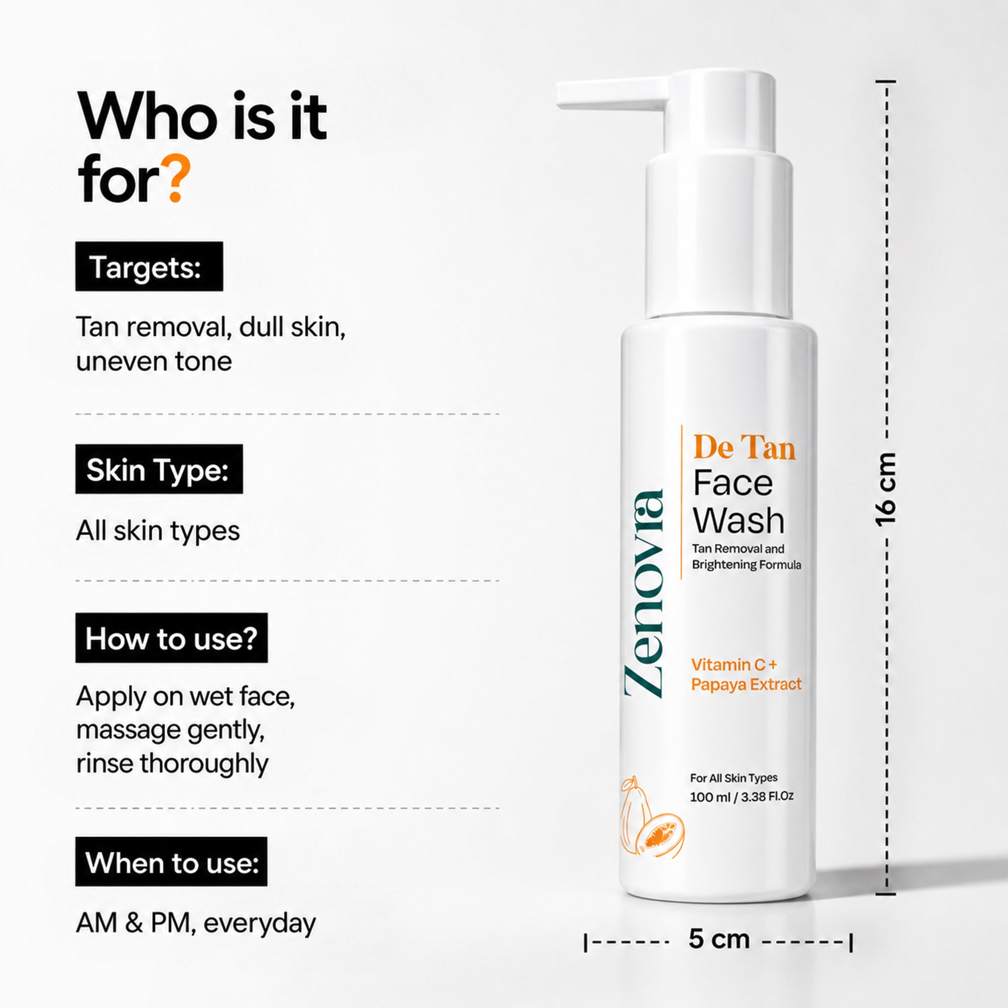 Zenovra De Tan Face Wash